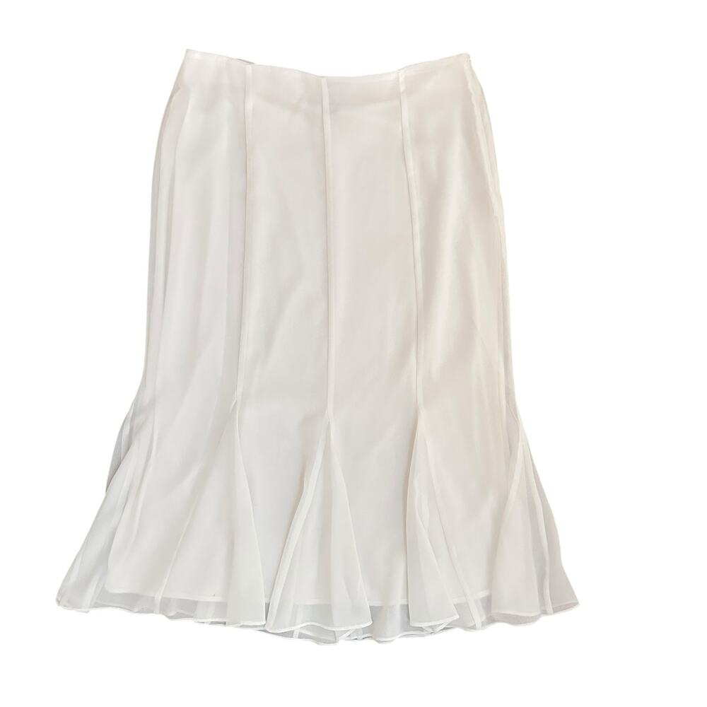 MSK Vintage Ivory Chiffon Skirt Womens XL Flared Godet Hem Formal Occasion